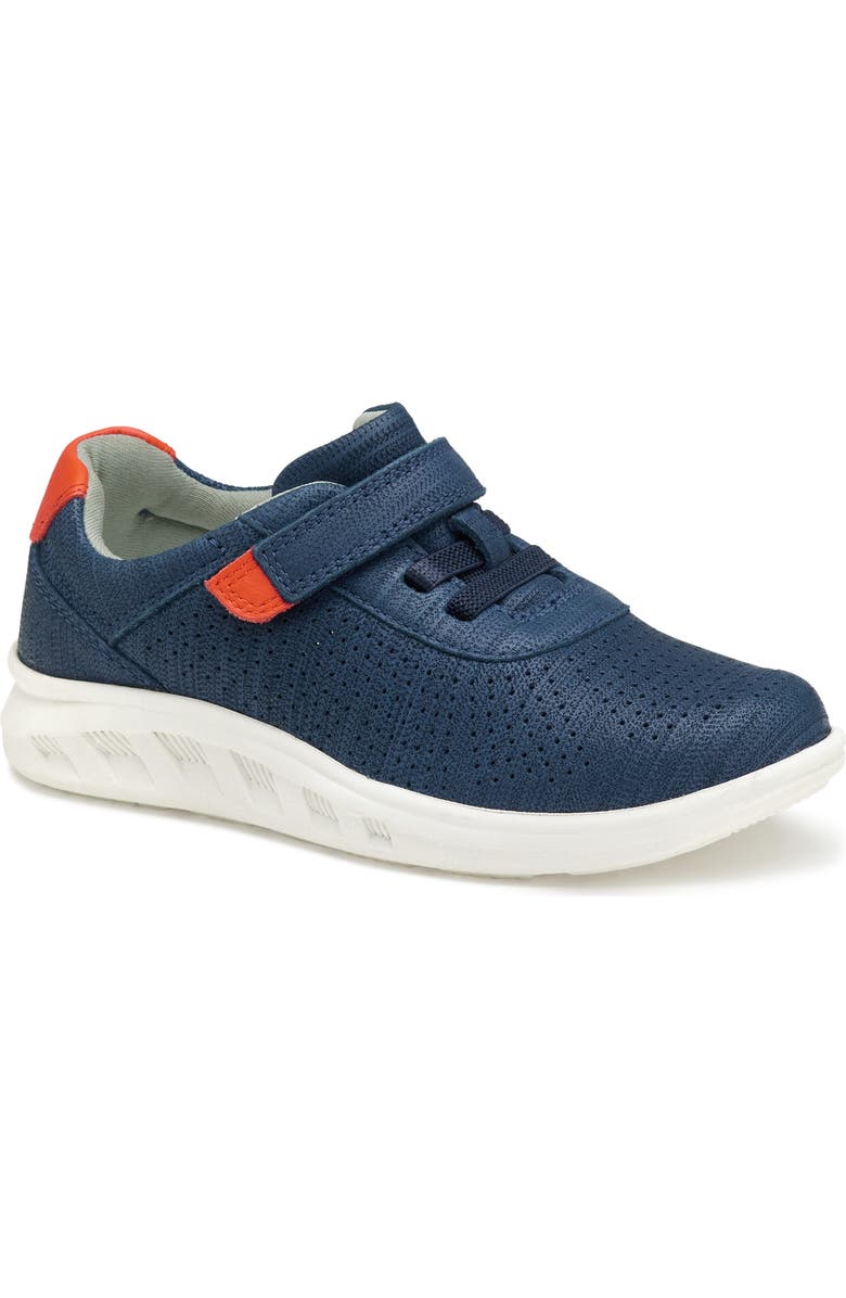 Johnston & Murphy Kid's Activate U-Throat Hook & Loop Sneaker, Main, color, Navy Full Grain