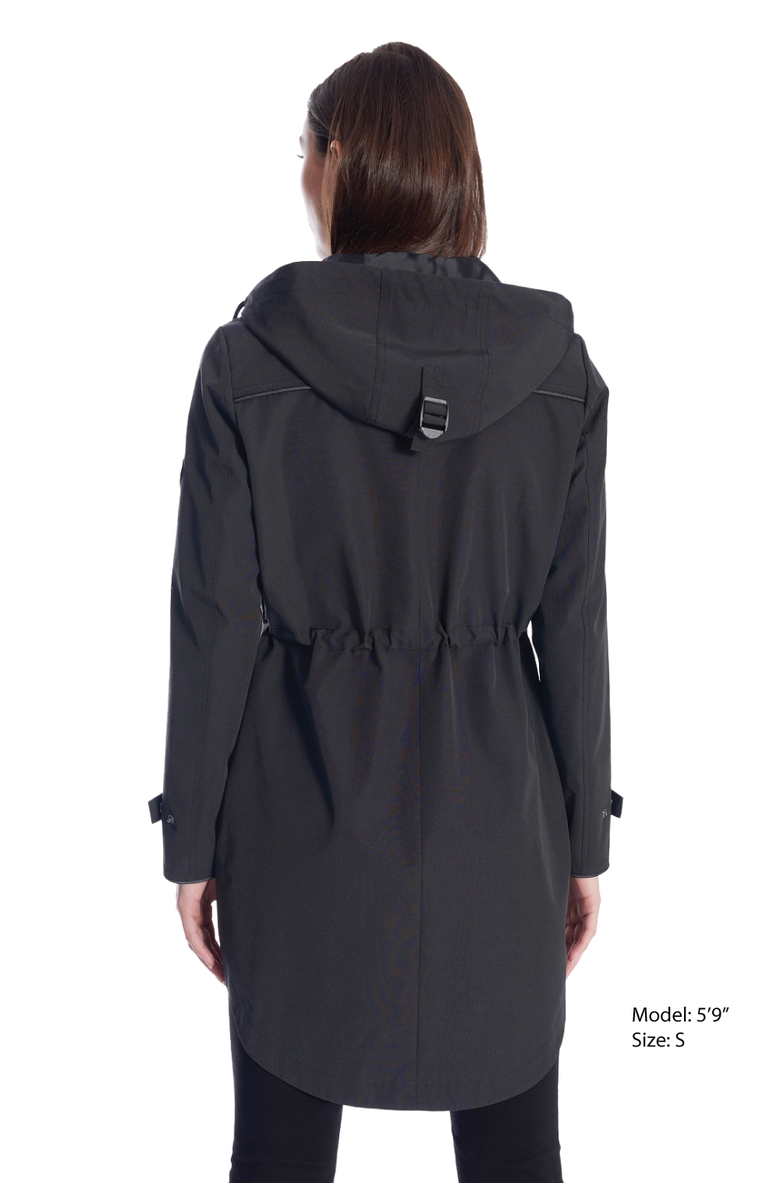 Alpine North Kusawa - Mid-length Hooded Drawstring-Waist Raincoat, Alternate, color, Black
