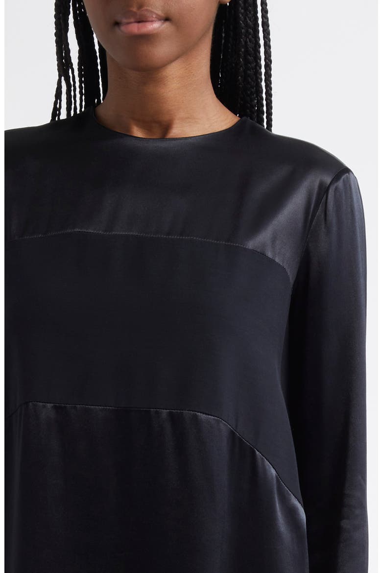 Long Sleeve Mixed Media Shift Dress, Alternate, color, BLACK