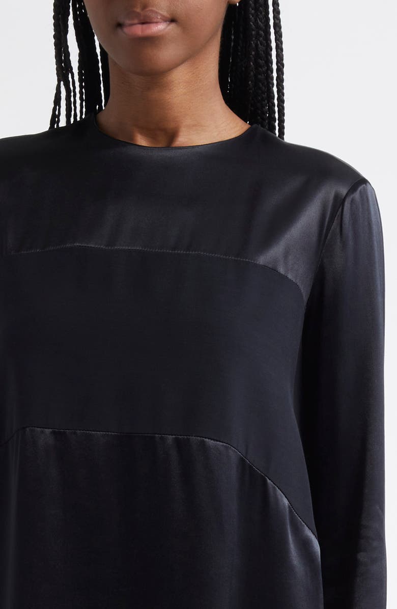 Emporio Armani Long Sleeve Mixed Media Shift Dress, Alternate, color, Black