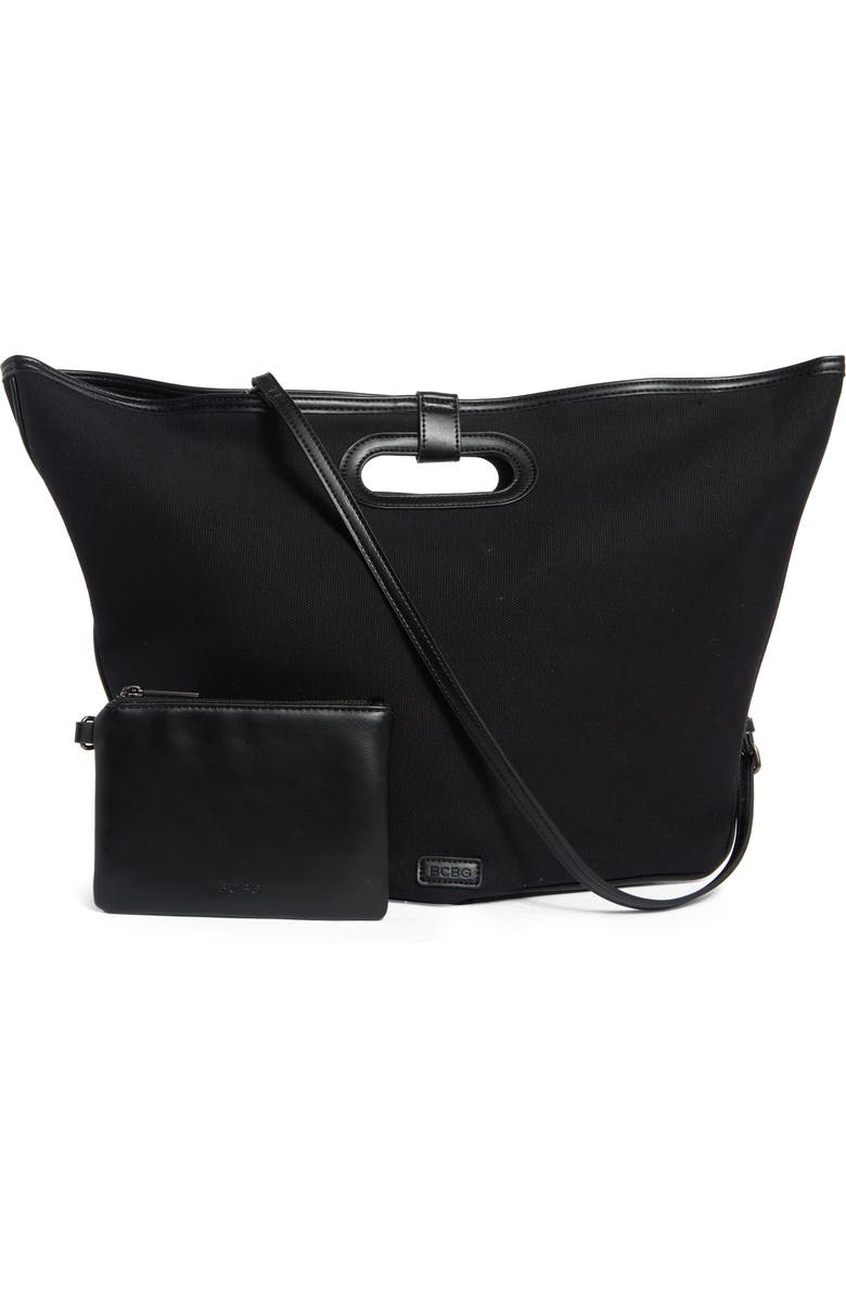 BCBG Canvas Water Repellent Tote Bag with Pouch, Alternate, color, Black
