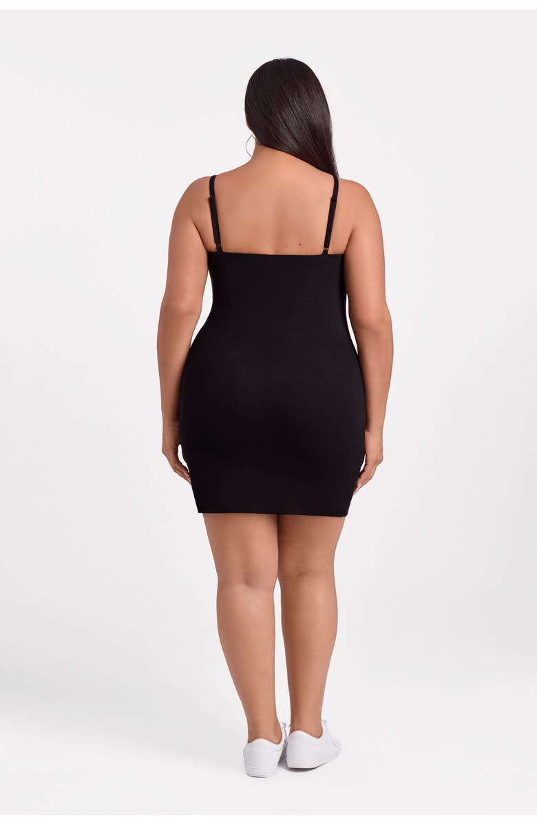 S3 Apparel Sculpting Shapewear Rib Scoop Neck Cami Mini Dress, Alternate, color, Onyx Black Rib