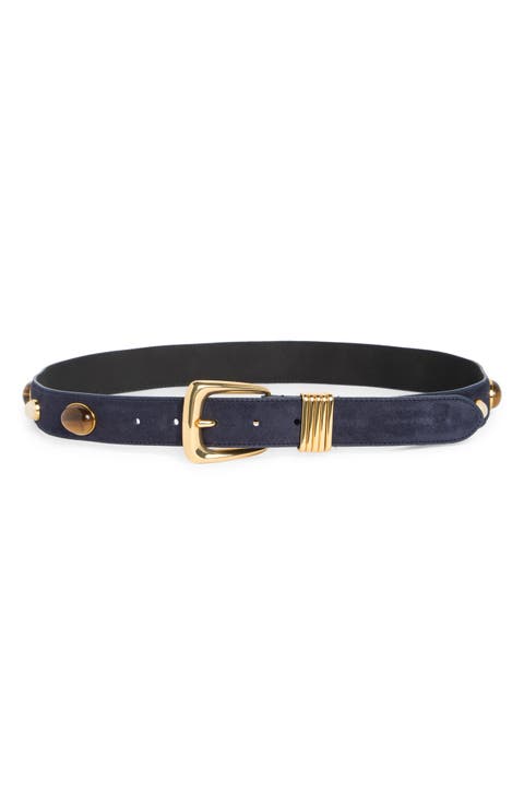 Arch Stone Embellished Suede Belt