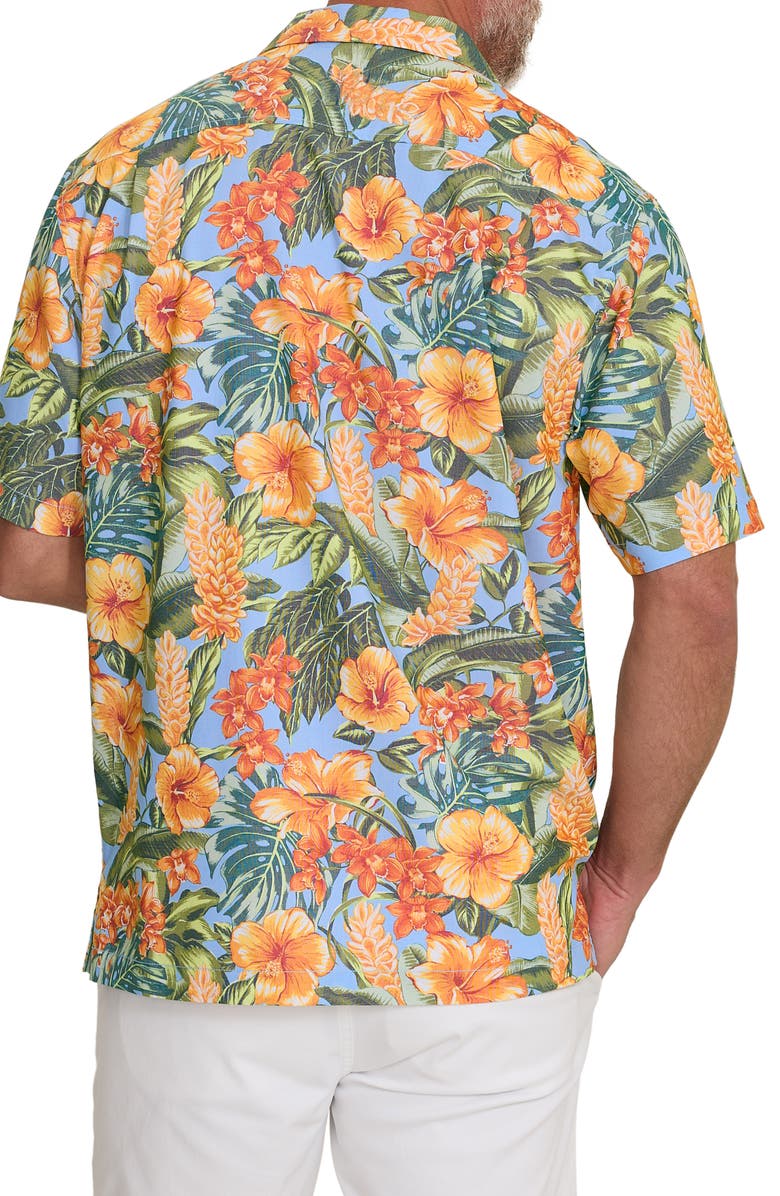 Tommy Bahama Coast Ease Golden Garden Short Sleeve Button-Up Shirt, Alternate, color, Dark Spa