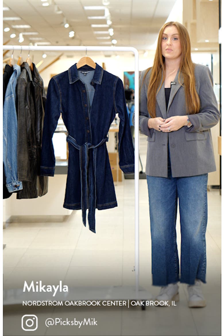 Jolena Long Sleeve Belted Denim Mini Shirtdress video