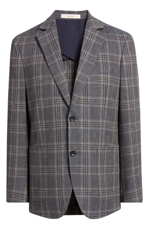 Nordstrom Plaid Cotton & Linen Blend Sport Coat In Navy Francesco Plaid