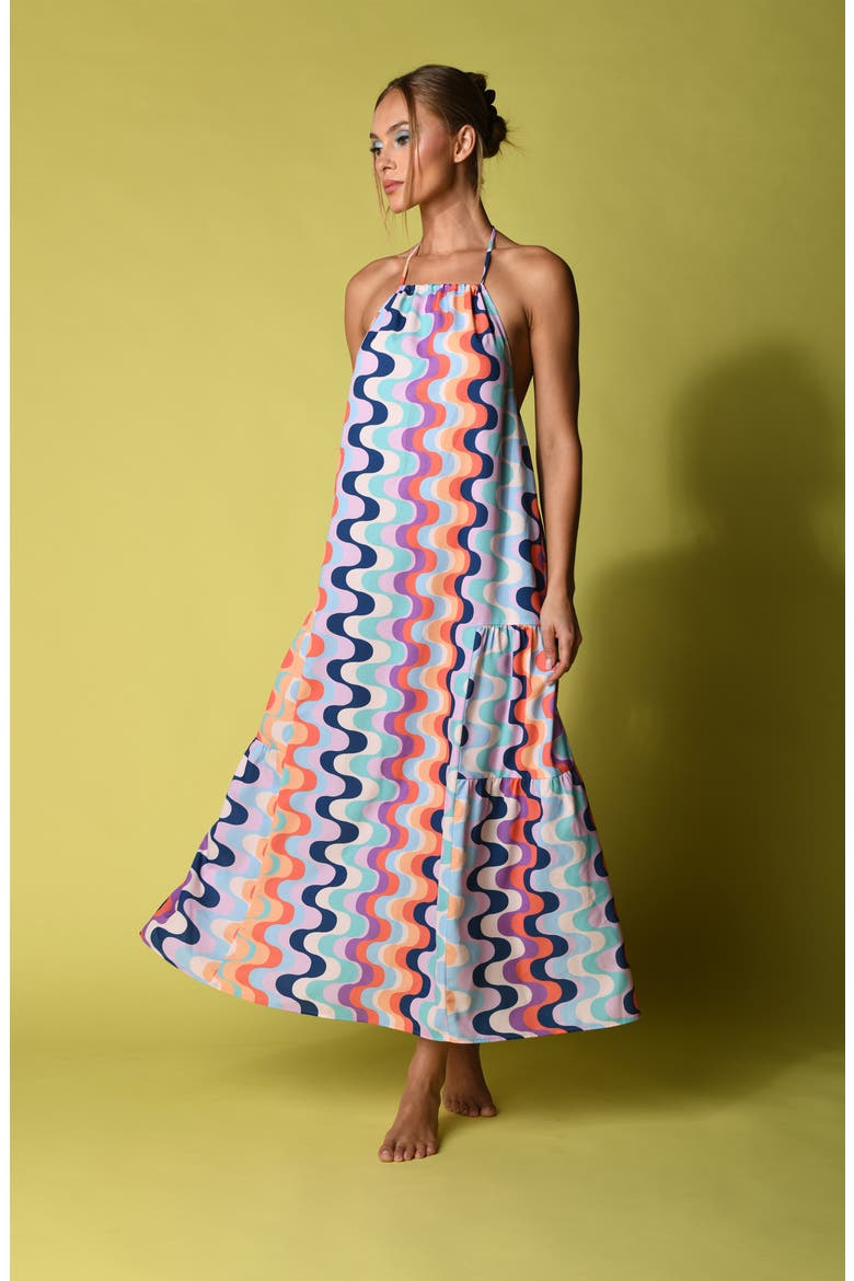 Untamed Tropics Halter Maxi Dress, Alternate, color, MULTI