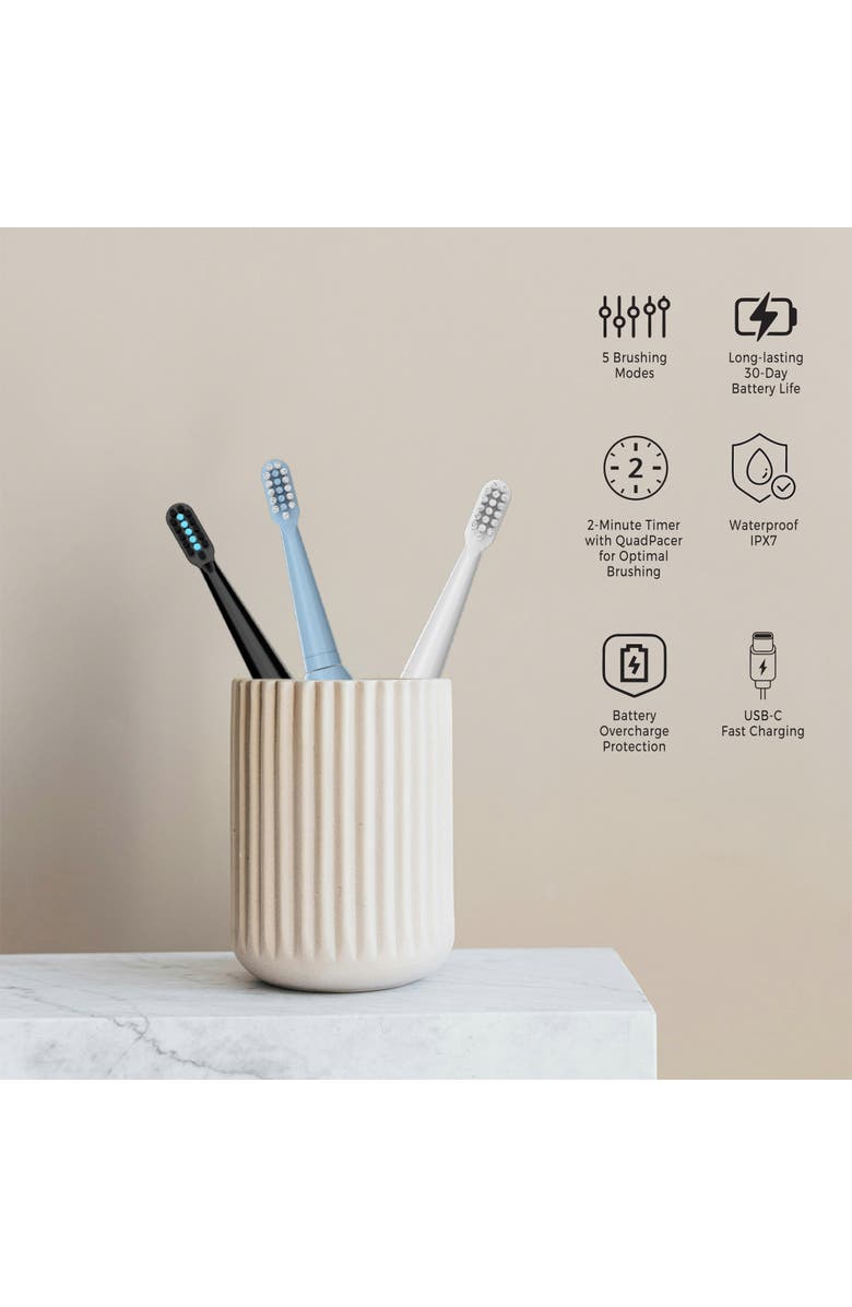 PURSONIC USB Rechargeable Sonic Toothbrush with 12 Brush Heads, Alternate, color, Blue