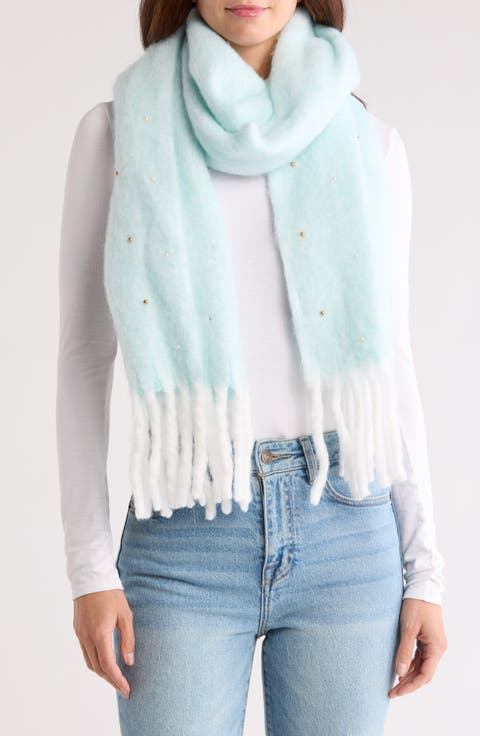 Faux Pearl Embellished Scarf