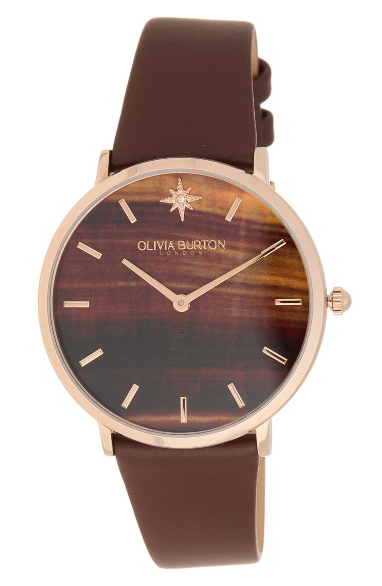 Olivia Burton Ultra Slim Analog Watch, 40mm, Main, color, Brown