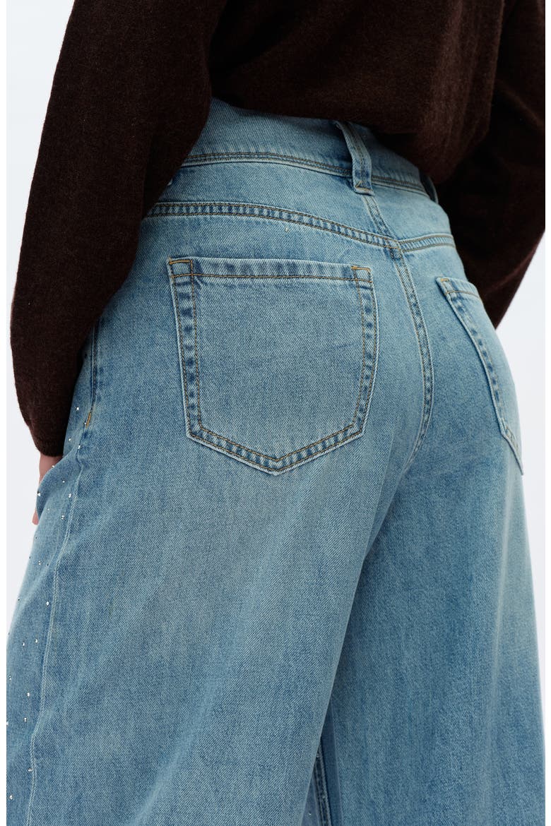 Ultra Rhinestone High Waist Wide Leg Jeans, Alternate, color, LIGHT BLUE