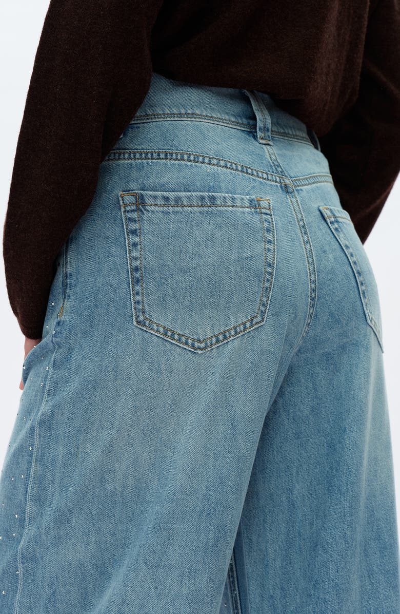 Bayeas Ultra Rhinestone High Waist Wide Leg Jeans, Alternate, color, Light Blue