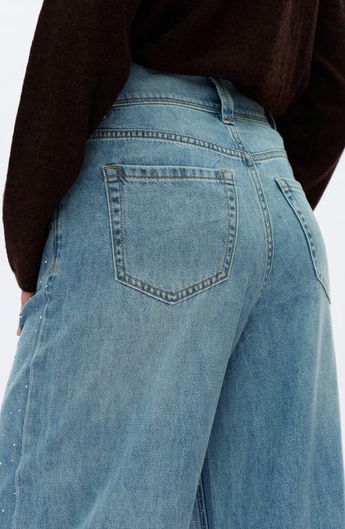 Bayeas Ultra Rhinestone High Waist Wide Leg Jeans In Black