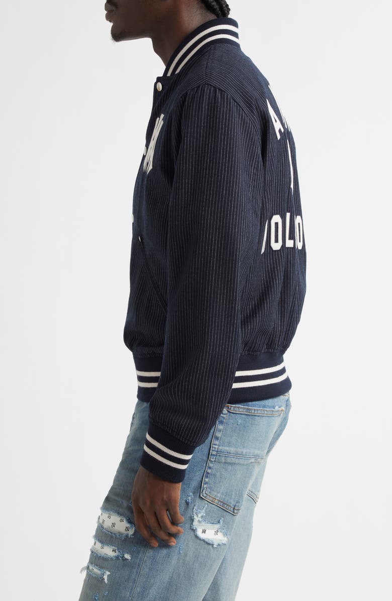 AMIRI Hollywood Pinstripe Wool Varsity Jacket, Alternate, color, 