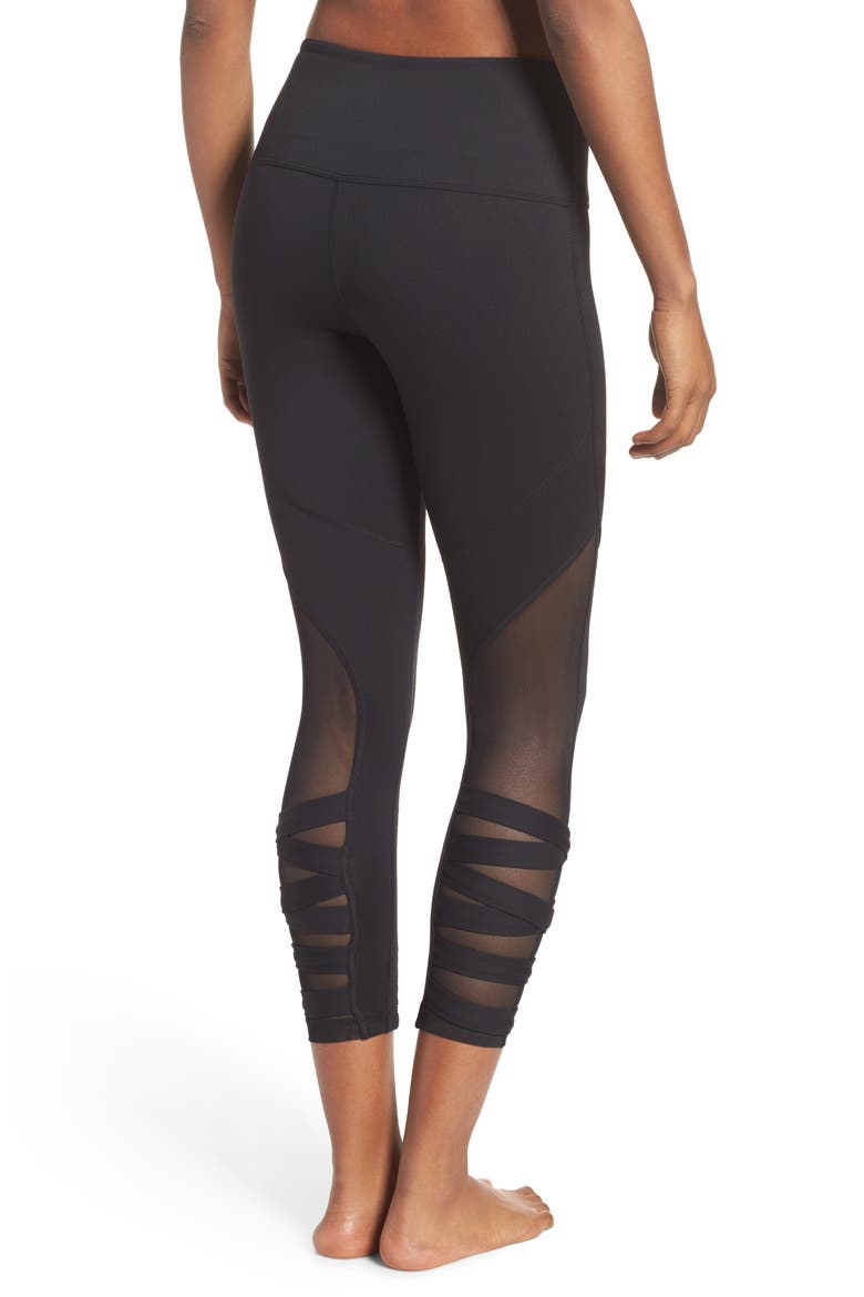 Covet High Waist Midi Leggings, Alternate, color, BLACK