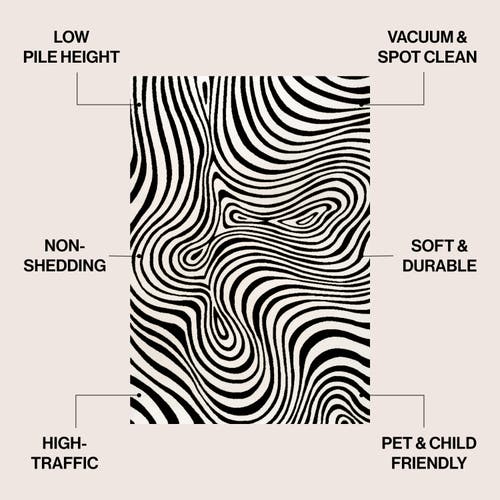 Jonathan Y Maribo High-low Abstract Groovy Striped Indoor/outdoor Area Rug In Black