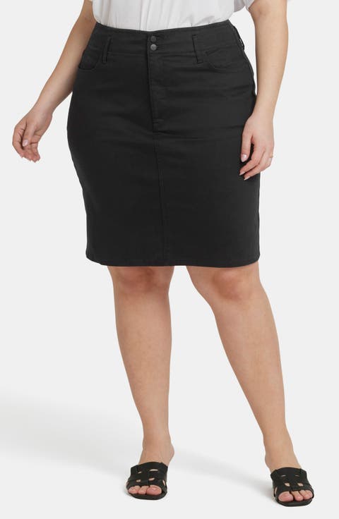 Hollywood Pencil Denim Skirt (Plus)