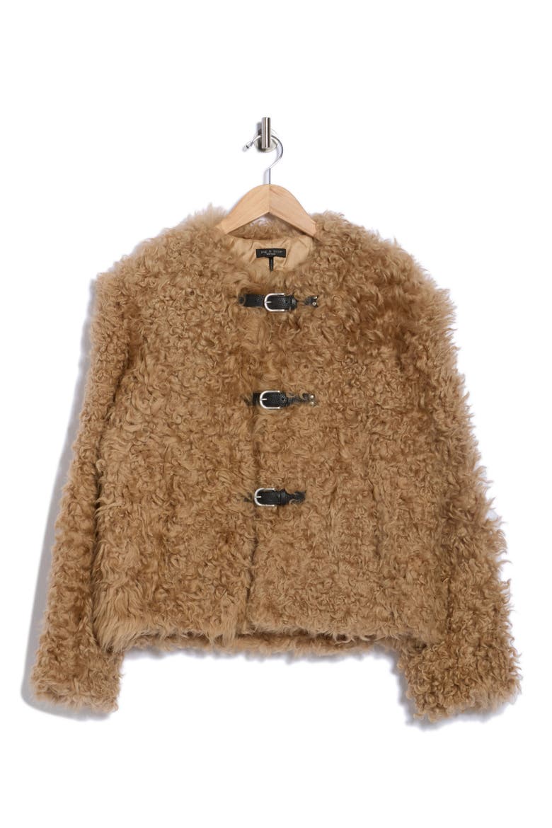 Sabrina Genuine Shearling Coat, Alternate, color, LIGHT BROWN