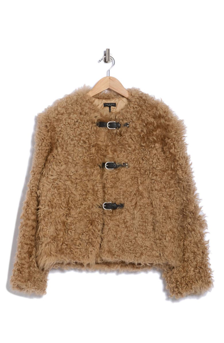 rag & bone Sabrina Genuine Shearling Coat, Alternate, color, Light Brown
