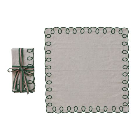Cotton Scalloped Edge Napkins, Set of 4