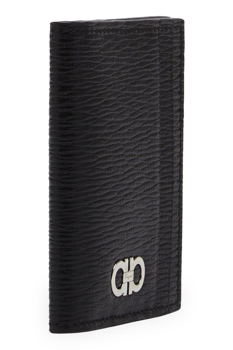 Revival Gancio Leather Card Case, Alternate, color, NERO RED FERRAGAMO