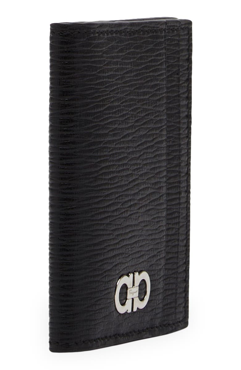 FERRAGAMO Revival Gancio Leather Card Case, Alternate, color, Nero Red Ferragamo