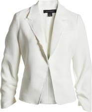 Halogen® Raw Hem Crop Blazer