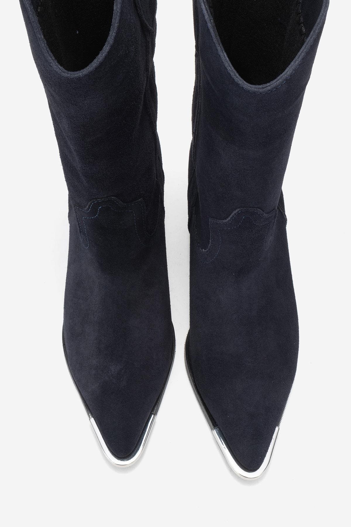 Forever & Always Shoes Alvi Leather Western Boot, Alternate, color, Navy Suede