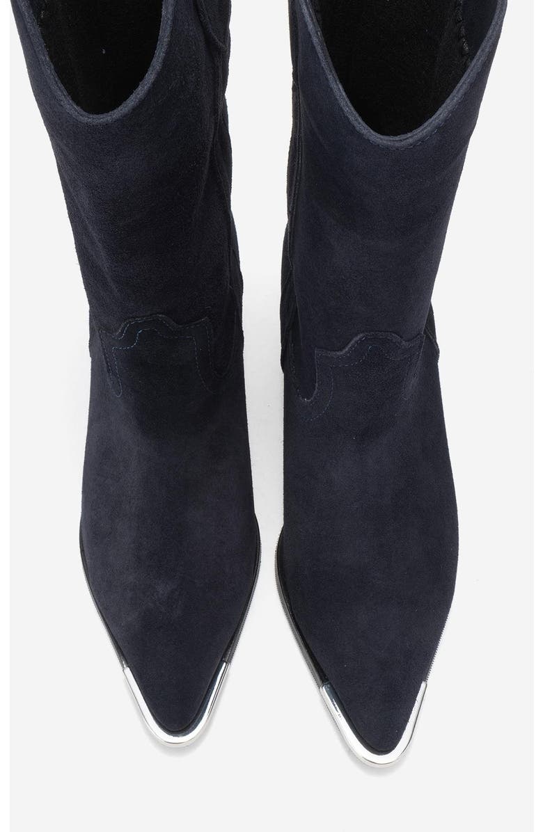 Forever & Always Shoes Alvi Leather Western Boot, Alternate, color, Navy Suede