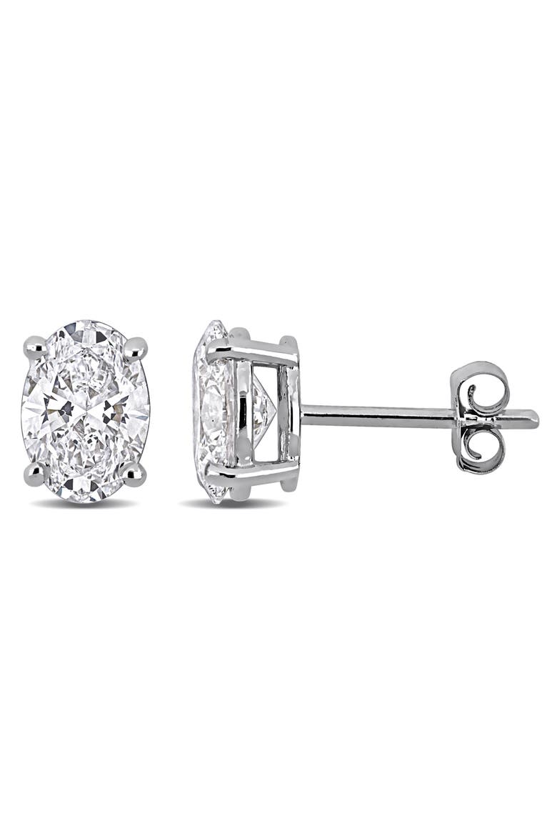 Lab Grown Diamond Solitaire Stud Earrings 14k, Main, color, White Gold