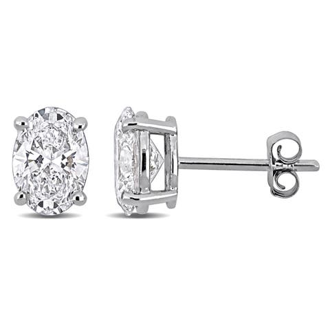 Lab Grown Diamond Solitaire Stud Earrings 14k