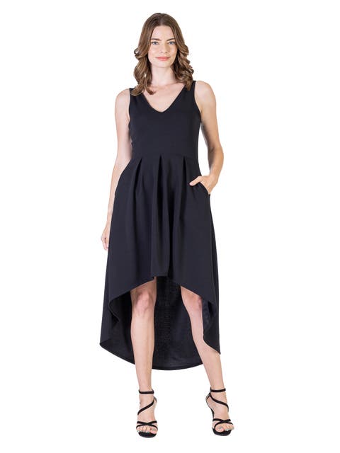 Sleeveless Fit N Flare High Low Dress