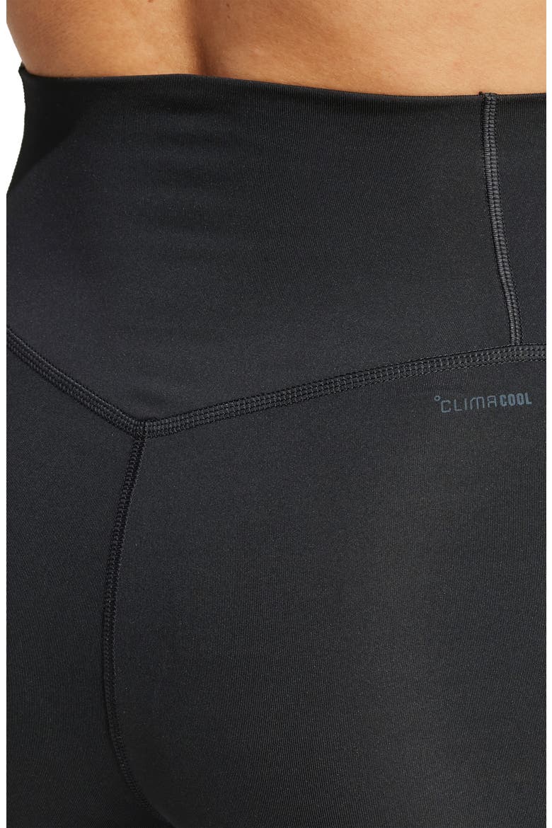 Optime Essentials AEROREADY 3-Stripes Climacool Flared Leggings, Alternate, color, BLACK/WHITE