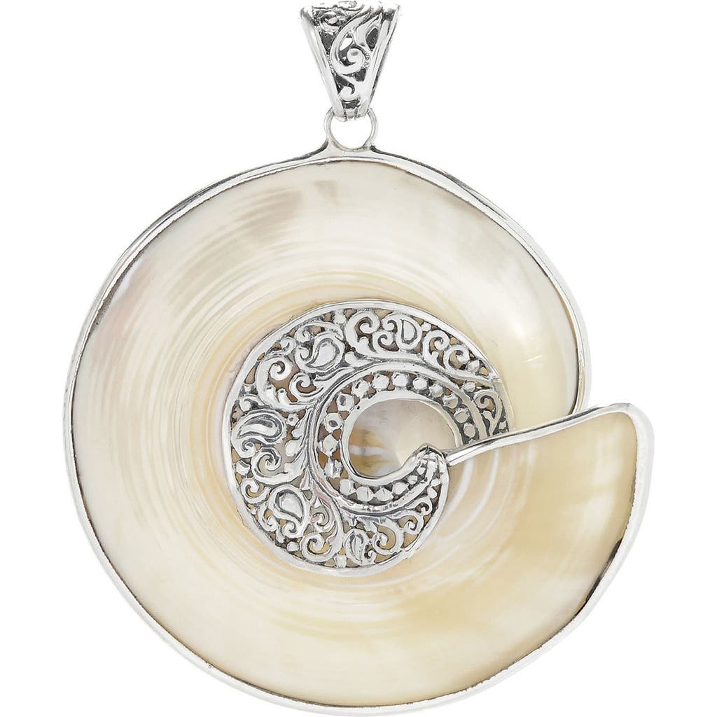 Samuel B. Balinese Mother Of Pearl Swirl Pendant In Silver