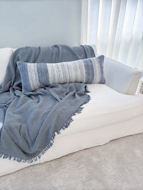 Anaya Crinkled Turkish Cotton Cuddle Throw In Bright White
