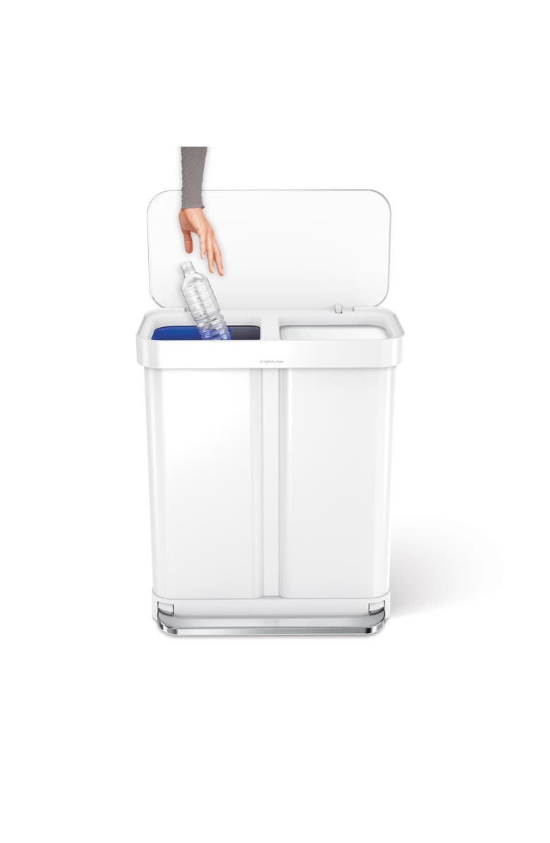 simplehuman 58L recycler rectangular step can, Alternate, color, White