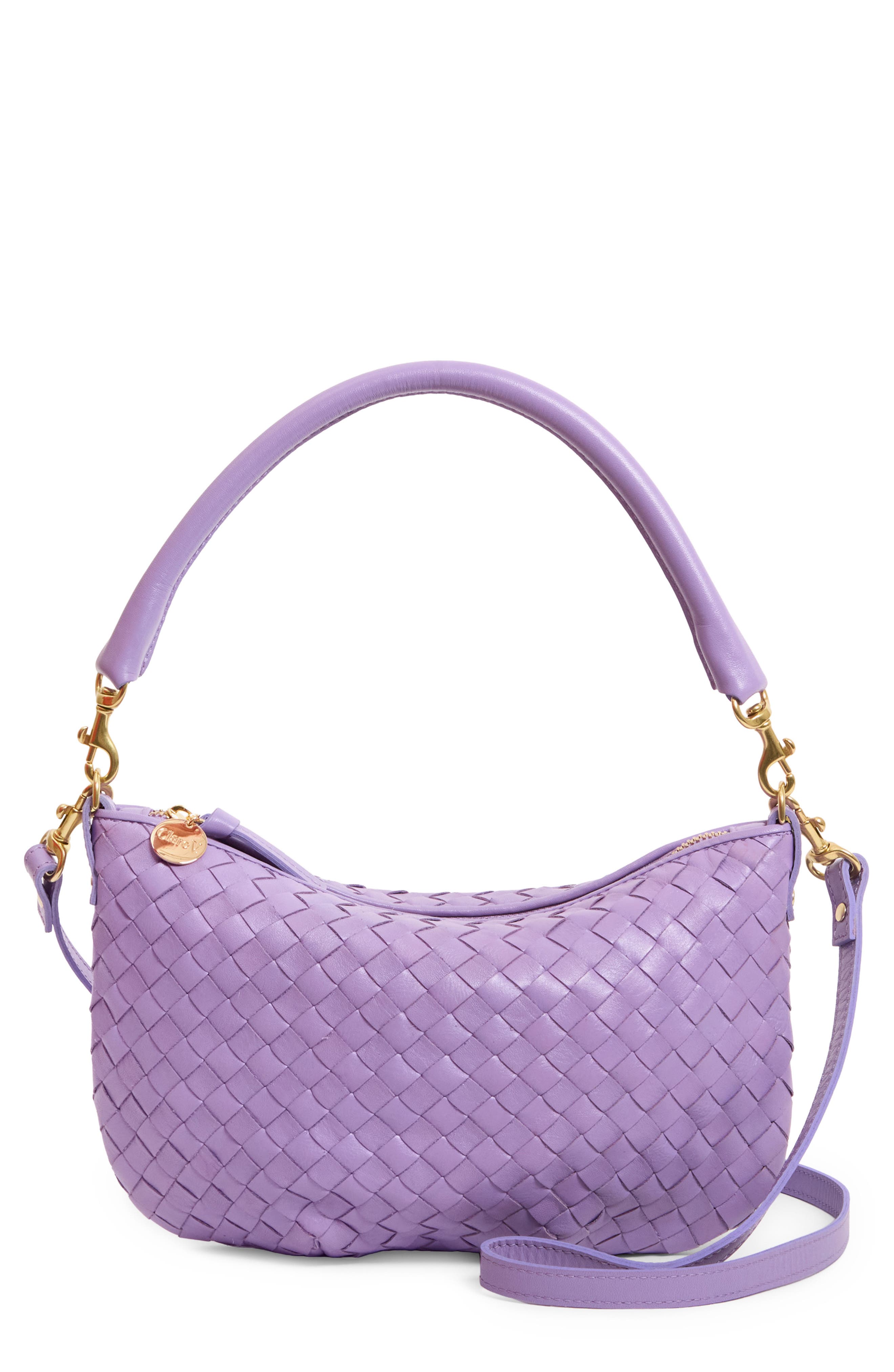 Petit Moyen Woven Leather Messenger Bag, Main, color, JACARANDA