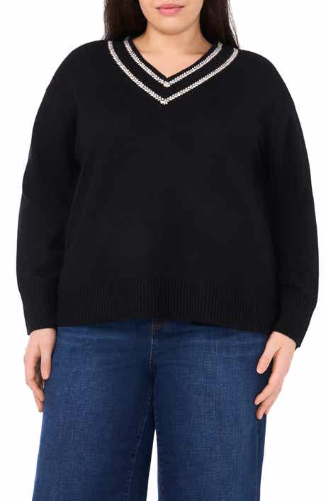 Halogen® Embroidered Trim Sweater