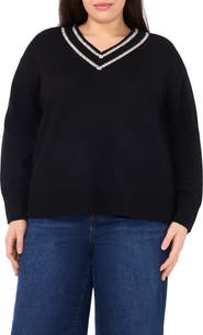 Halogen® Embroidered Trim Sweater