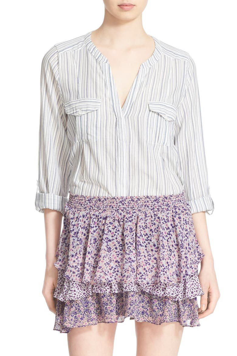 'Kalnchoe' Stripe Cotton Blouse, Main, color, PORCELAIN/ INDIGO BLUE
