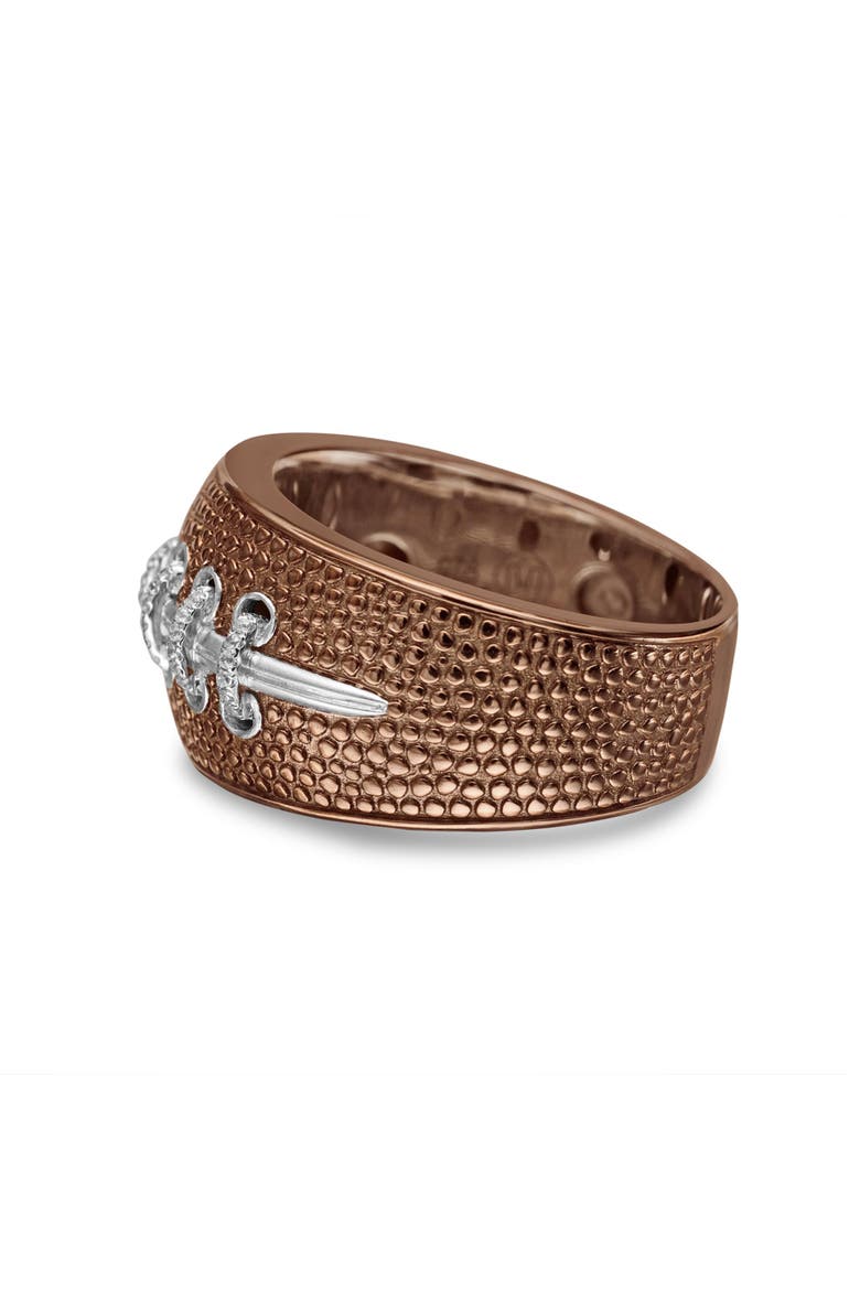 Hustle American Football Diamond Band Men Ring, Alternate, color, Brown