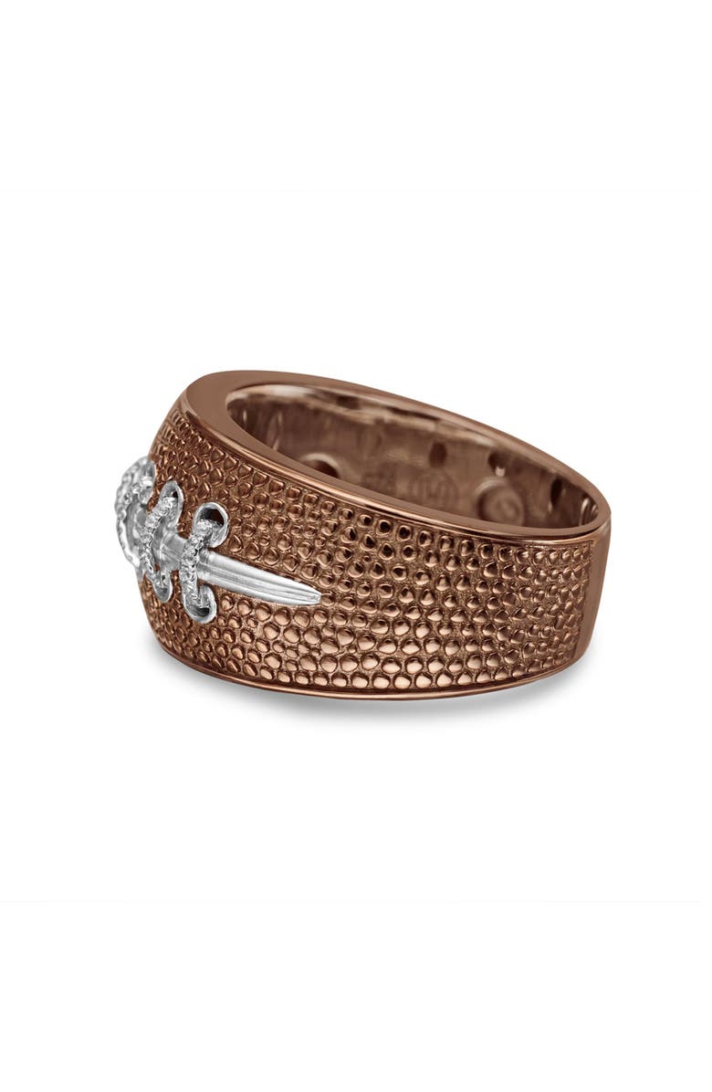 LuvMyJewelry Hustle American Football Diamond Band Men Ring, Alternate, color, Brown