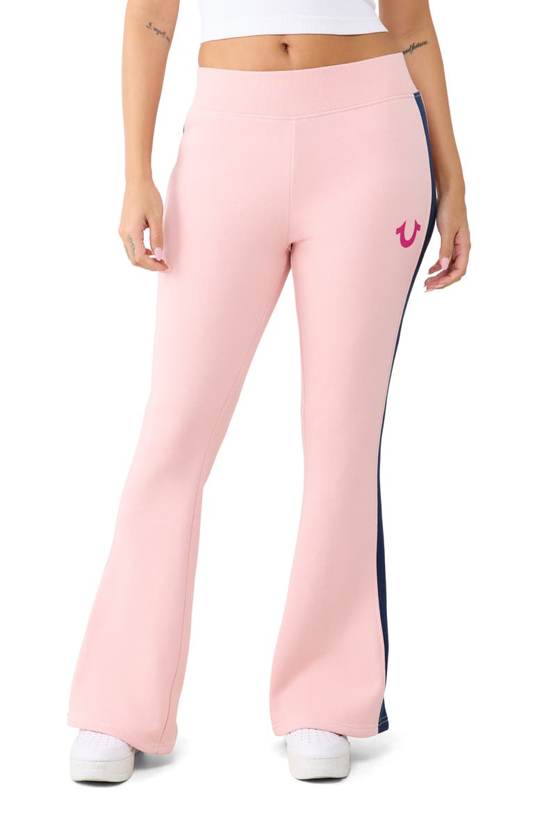 Colorblock Flare Pants, Main, color, DULL PINK/ DRESS BLUE