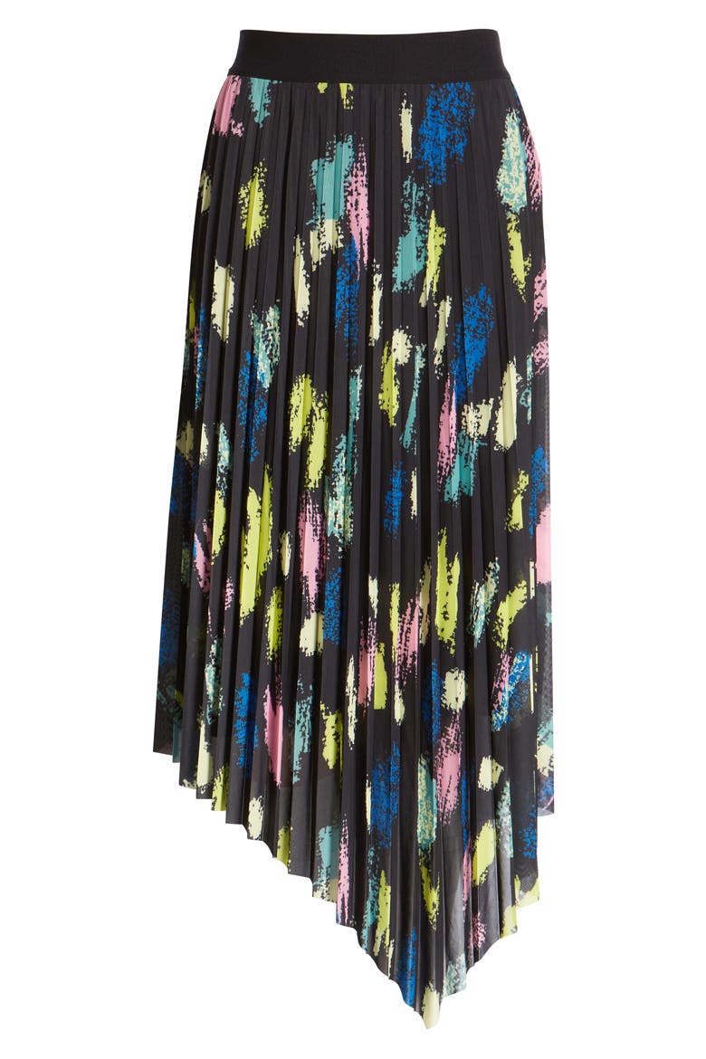 Cristina Martinez Print Skirt, Alternate, color, BLACK MULTI PAINT SMUDGE