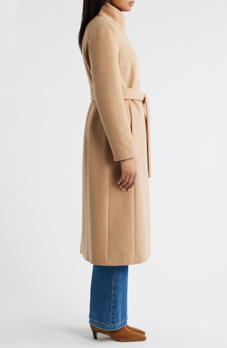 Sam Edelman Stand Collar Wrap Coat, Alternate, color, Camel