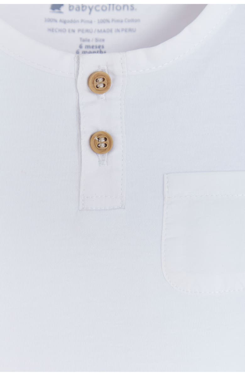 Babycottons Premium Peruvian Pima Cotton Essentials Mandarin Collar Bodysuit for Infant, Alternate, color, White