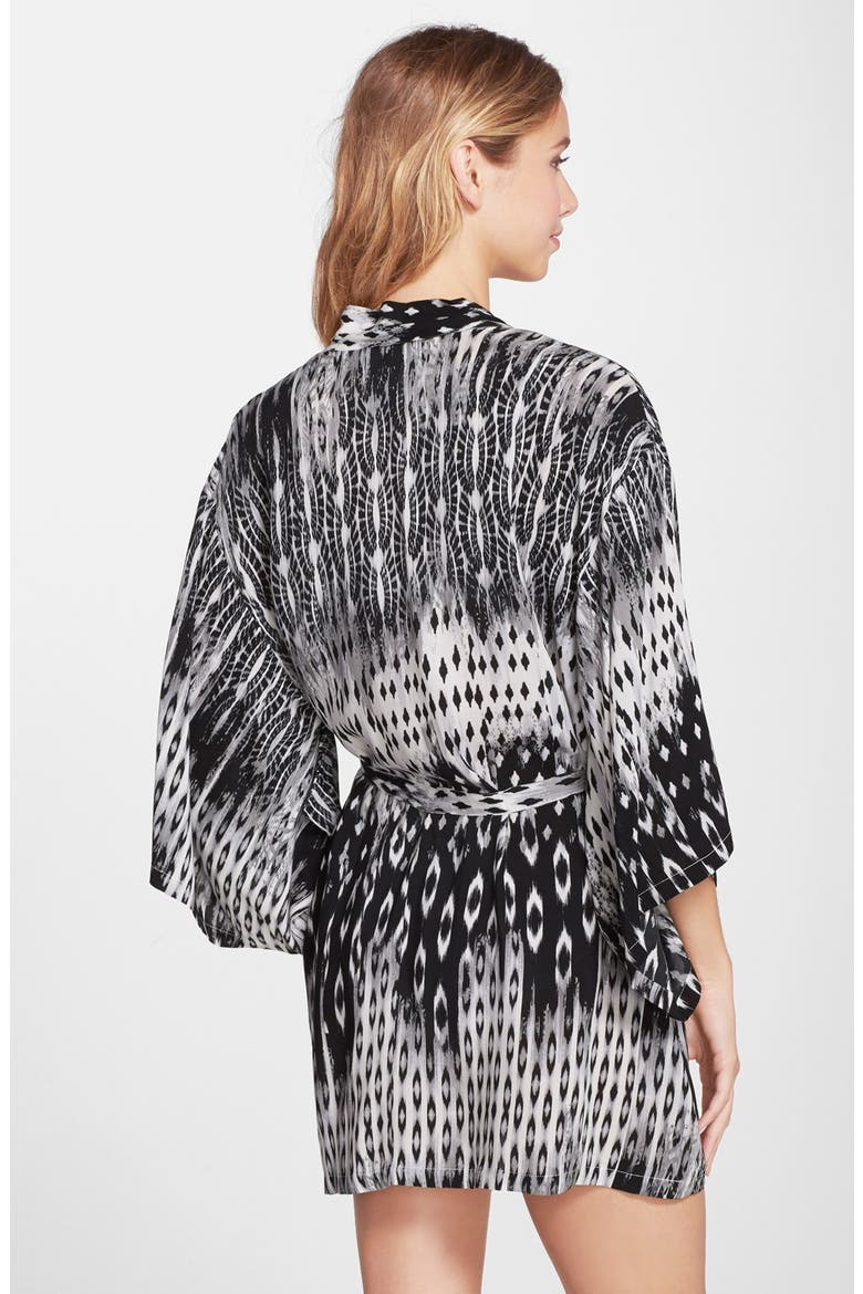 Print Woven Happi Coat (Nordstrom Exclusive), Alternate, color, FEATHER BLACK/ WHITE IKAT