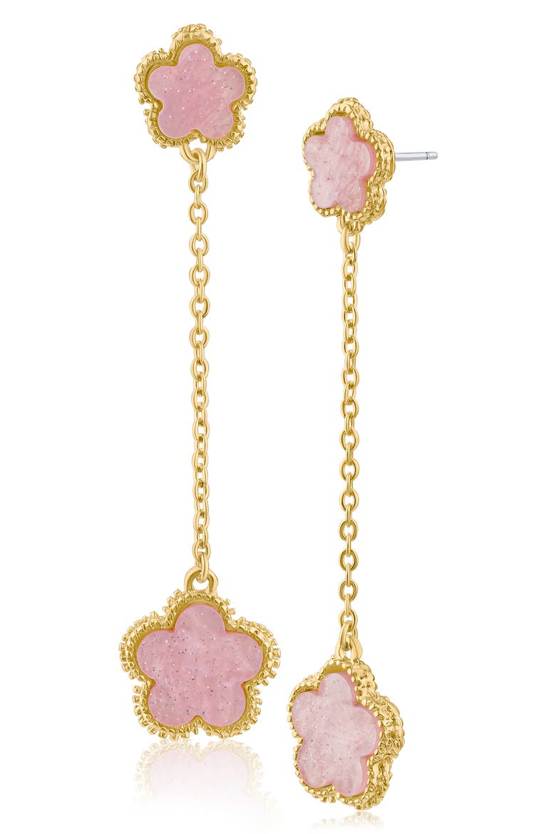 Clover Drop Earrings, Main, color, PINK/ GOLD