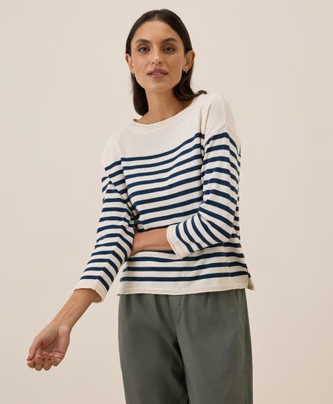 Organic Cotton Classic Fine Knit Wide Neck Sweater