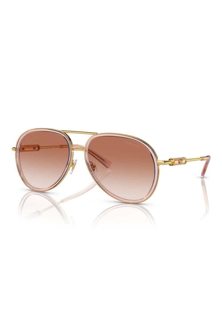 60mm Pilot Sunglasses, Alternate, color, PINK GRAD